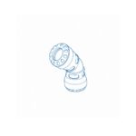 Blue line drawing of an angled handheld tool head with a knurled ring and grip, shown from the side.