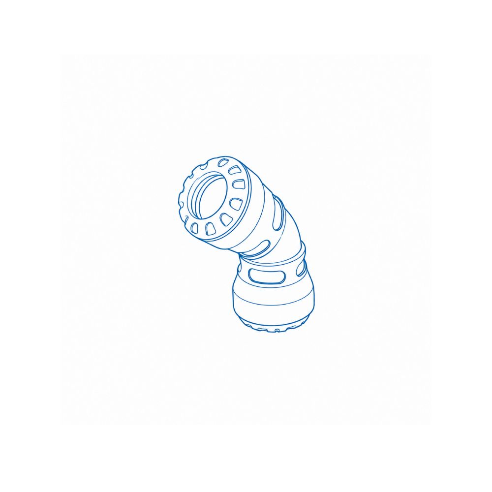 Blue line drawing of an angled handheld tool head with a knurled ring and grip, shown from the side.